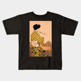 Geisha melody - vintage japanese art Kids T-Shirt